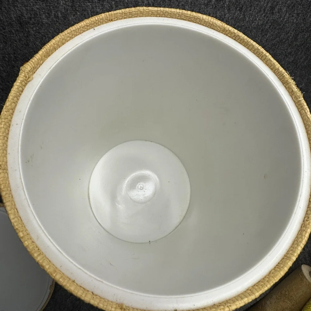 Vintage‎ Wicker Ice Bucket Faux Bamboo Handle Mid Century Barware 15